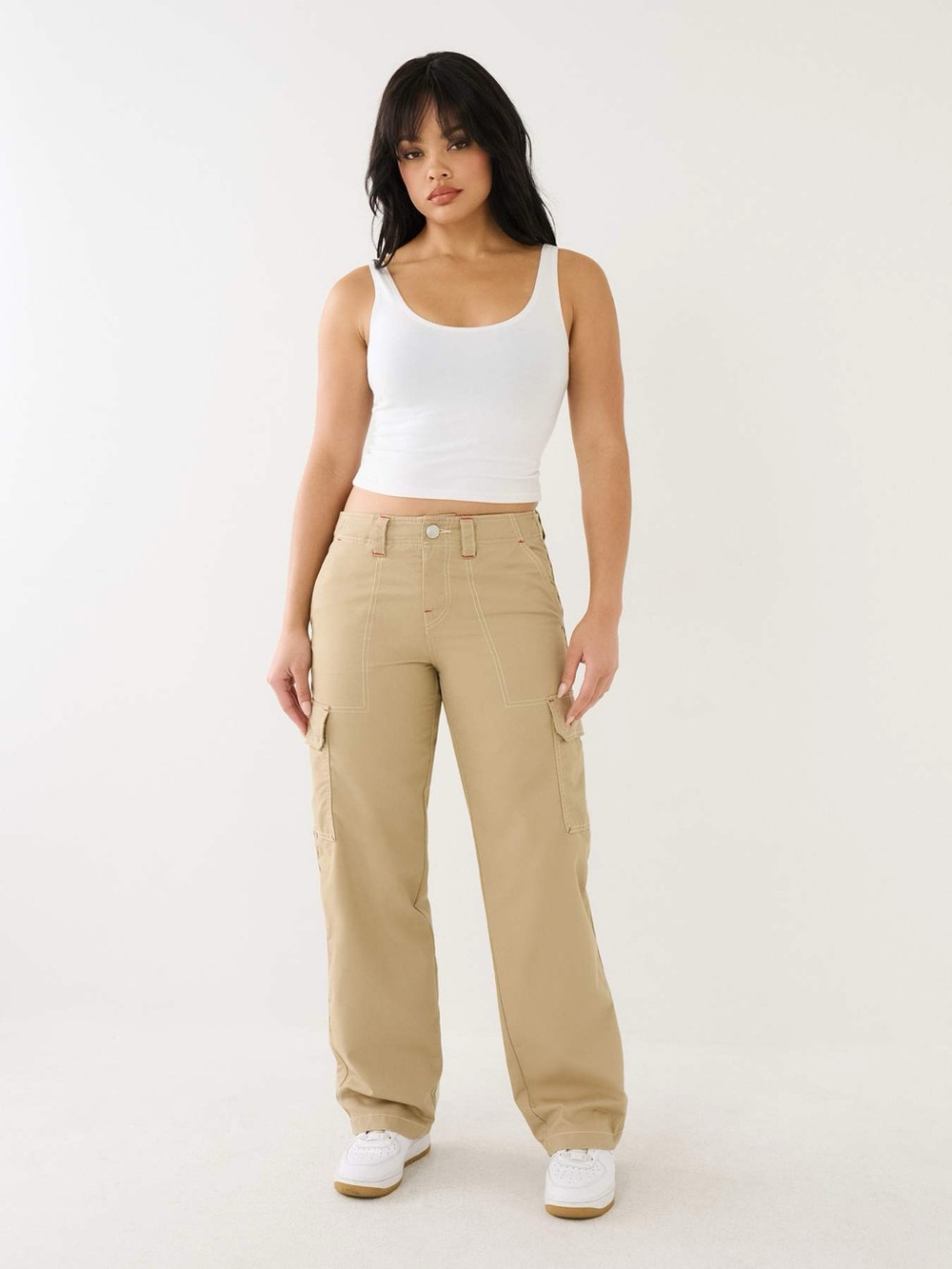 True Religion Military Single Needle Cargo Pants Travertine Low Rise Size 26